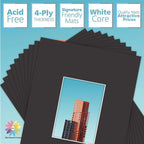 MBC MAT BOARD CENTER, 10 Pack 11x14 for 5x7 Black Picture Mats Frame Mattes, Bevel Cut, Acid Free, 4-ply Thickness