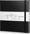 Moinchore Back to School Gifts Square Sketchbook 8 x 8 Inch Hardcover Art Sketch Book Drawing Papers 120 Pages, Mixed Media Journal Notebook with Elastic Closure Sketchbook for Drawing(Black)