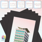 MBC Mat Board Center, 5 Pack 12x16 for 9x12 Black Picture Mats Frame Mattes, Bevel Cut, Acid Free, 4-ply Thickness
