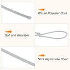 MECCANIXITY Waxed Cord 2mm Waxed Polyester Cord 98 Yard Wax String for Bracelet Making, Necklaces, Beading, Jewelry Making and DIY Crafts(Light Grey)