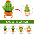 Pin Cushion,Handmade Knitted Pincushions,Cute Pin Cushions Needle Holders for Sewing Quilting Accessory, DIY Crafts or Patchwork Decor.Flowerpot Design Cactus 01