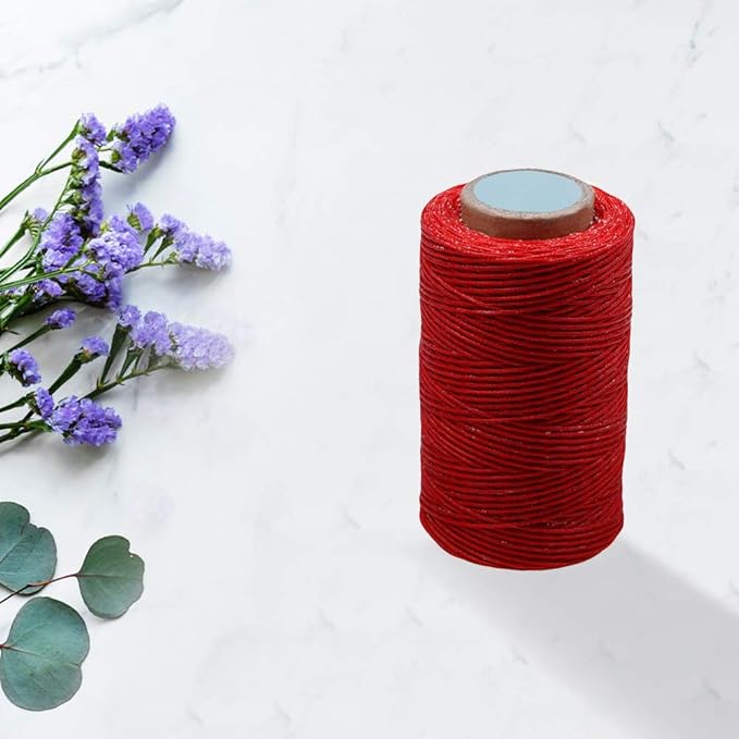 284 Yards Waxed Thread, 210D Heavy Duty Wax Upholstery Thread for Leather Sewing, 0.8mm Flat Waxed String for Bookbinding/Shoe Repairing/Leather Projects