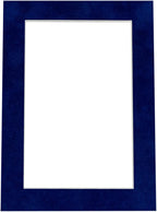 8x10 Mat Bevel Cut for 6x8 Photos - Acid Free Brooke Blue Suede Precut Matboard With Backing Board and Crystal Clear, Self Seal Photo Mat Bag - For Pictures, Photos, Framing - 4-ply Thickness