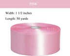 1 1/2 Inch Pink Solid Satin Ribbon, 50 Yards Craft Fabric Ribbon for Gift Wrapping Floral Bouquets Wedding Party Decoration