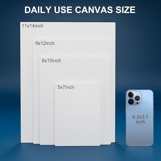 Canvas Panels 11x14 Inch 24-Pack, 10 oz Primed 100% Cotton Canvases for Painting, White Blank Flat Canvas Boards for Oil Acrylics Watercolor Tempera Paints