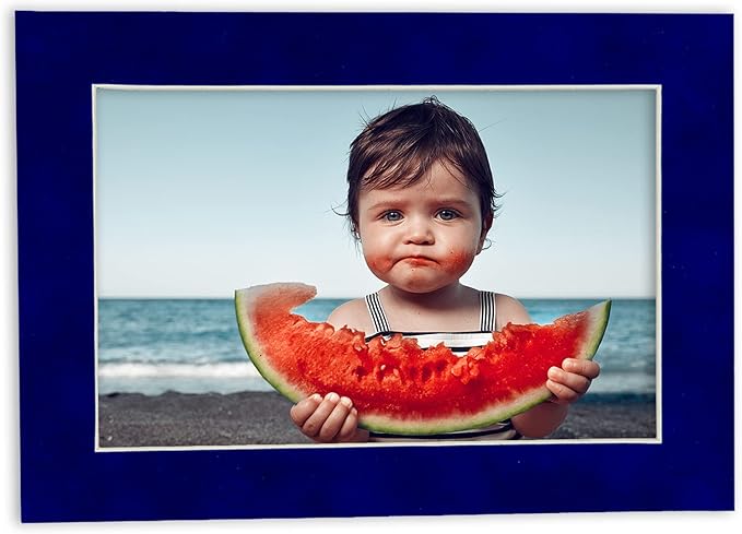 Poster Palooza 8x10 Mat Bevel Cut for 6x8 Photos - Acid Free Royal Blue Suede Precut Matboard - For Pictures, Photos, Framing - 4-ply Thickness