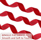 Red Velvet Ribbon, 0.39 Inch x 20 Yards Single Faced Red Ribbon for Gift Wrapping, Bow Making, Christmas Tree Decorations, Wreath Making and DIY Crafts (10 Yards Each Roll)