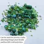 Assorted Glass Resin Beads Multi Size Colors Smooth Cracked Gravel Millet Spacer Beads for Bracelets Necklace Earring DIY Jewelry Making Craft(Light Green Series)