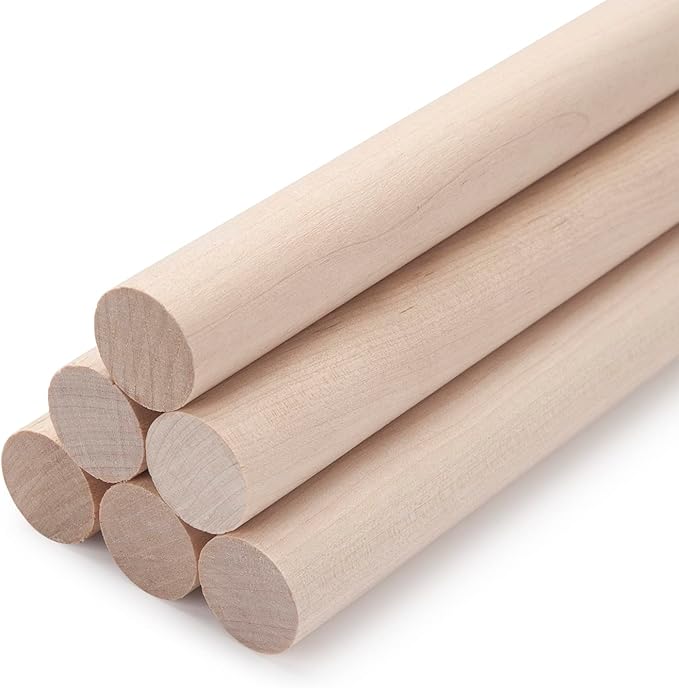 Wooden Dowel Rods Wood Dowels for Crafts, 6 PCS 3/4 x 15 Round Macrame Wooden Sticks for Crafting, Unfinished Hardwood Sticks for Arts and DIYers, Tiered Cake Support, Closets, Wedding Ribbon Wands