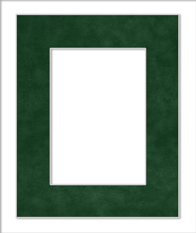 8x10 Mat Bevel Cut for 5.5x8.5 Photos - Acid Free Green Suede Precut Matboard - For Pictures, Photos, Framing - 4-ply Thickness