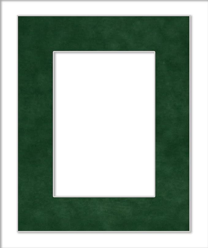 8x10 Mat Bevel Cut for 5.5x8.5 Photos - Acid Free Green Suede Precut Matboard - For Pictures, Photos, Framing - 4-ply Thickness