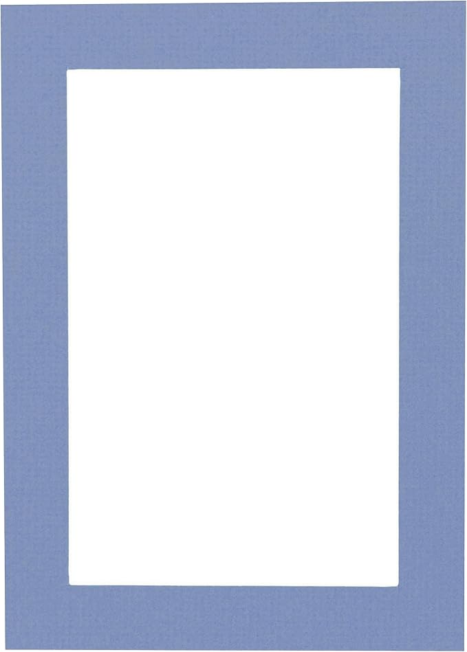 Pack of Ten Acid Free 8x10 Mats Bevel Cut for 6x8 Photos - Brittany Blue Precut Matboards with Backing Boards and Self Seal Photo Mat Bags for Pictures, Photos, Framing - 4-ply Thickness