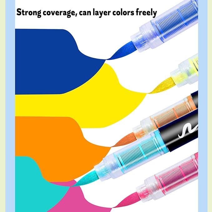 Acrylic Paint Markers Pens, 12 Vivid Colors Acrylic Markers Set,Direct Liquid Type, Stackable Color, Odorless Soft Head，Markers for School，Tooli Art ，Fabric & Creative Crafts (12)