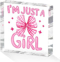 Positive Affirmation Gifts for Women Friends, Preppy Desk Decor Acrylic Sign 4X4 Inch, Pink Coquette Bow Desk Accessories Decorative Signs for Table Top Cubicle Room Office