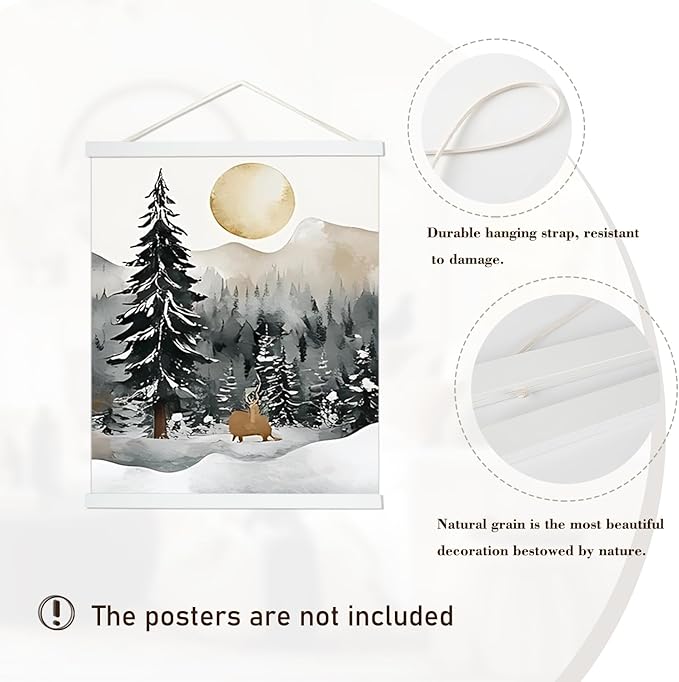Artmag Magnetic Poster Hanger Frame, 31x24 31x21 Light Wood Wooden Magnet Canvas Artwork Print Poster Hangers Frames Hanging Kit (White, 31")