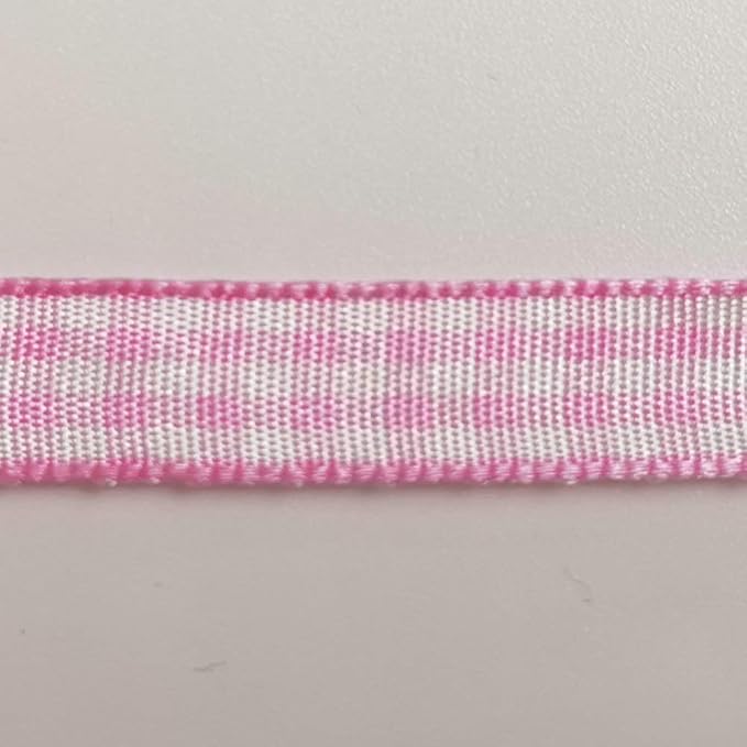 Pink Gingham Plaid Checked Ribbon 25 Yards Each Roll 100% Polyester (3/8",Pink)