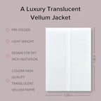 Puremigo 60 Pack Luxury Pre-Folded Vellum Jackets for 5x7 Invitations - Vellum Paper 5x7 Jackets - 115GSM Wedding Invitations Wraps - Transparent