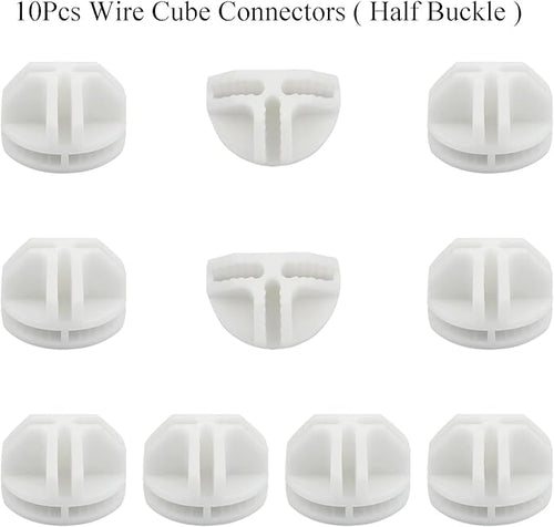 10Pcs Wire Cube Connectors, White Wire Cube Storage Connectors Half Buckle Wire Grid Cube Shelf Plastic Connectors for Wire Cube Storage Shelving Unit and Modular Closet Organizer, SATONBEYI