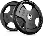 RitFit Olympic Rubber Grip Plates for Barbell, 2-Inch Weight Plates for Weightlifting and Strength Training in Home & Gym, Single, Pair and Sets(2.5/5/10/25/35/45 LB)
