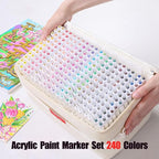 240 Colors Acrylic Paint Markers, Soft Brush Tip Acrylic Paint Pens for Paper, Rock Painting, Glass, Mugs, Fabric, Water Based Drawing Marker Set, Acrylic Painter Ink