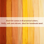 Wonvoc 2.82 oz Needle Felting Wool, 80 g Nature Wool Roving Yarn, Needle Felting Wool Bulk, Hand Spinning Wool Roving Wool Yarn for DIY Craft Materials and Felting Wool Craftsmen, 10g/Color (Autumn)