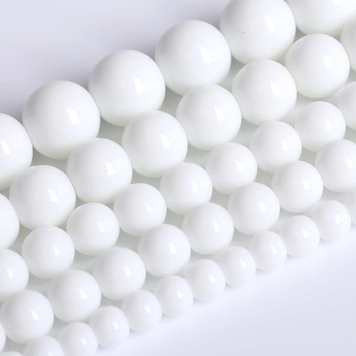 10MM Natural Stone White Porcelain Agate Beads Round Loose Stone Beads for Jewelry and Bracelets Making 72pcs 2 Strands 32"