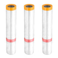 HARFINGTON 3 Rolls Pre-Taped Masking Film 157.5" x32.8ft Double Adhesive Tape and Drape Painters Plastic Drop Cloth Film with Tape Plastic Sheeting for Automotive Painting Covering