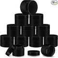 SATINIOR 12 Pack 6 oz Plastic Container Jars with Lids Round Clear Travel Cosmetic Container Slime Jar for Toiletries, Lotion, Cream, Ointment, Makeup, Rhinestone, Sample, Kitchen Storage(Pure Black)