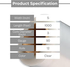 PSBM Mini Stretch Wrap with Handle, 12 Pack, 5 Inch x 1000 Feet, 90 Gauge, Clear, Small Plastic Cling Film for Pallets Moving Storing