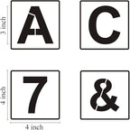 Alphabet Letter and Number Stencils 4 Inch - 40 Pack Letters and Numbers Stencil Templates with Signs for Painting on Wood, Reusable Number and Letter Stencils for Chalkboard Signs & Wood Wall Art