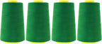 Mandala Crafts 4 Pack of Serger Threads Cones Spools - 40S/2 24000 Yards Polyester Forest Green Threads for Sergers Machine and Overlock Quilting Sewing Machine
