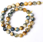 8mm 45Pcs AAAAA Tiger Eye Beads for Jewelry Making Natural Stone Beads Semi Precious Round Smooth Gemstones Energy Healing Loose Beads, Dream Blue Tiger Eye Stone