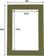 6x8 Mat for 8x10 Frame - Precut Mat Board Acid-Free Dill Green 6x8 Photo Matte Made to Fit a 8x10 Picture Frame, Premium Matboard for Family Photos, Show Kits, Art, Picture Framing, Pack of 10 Mats
