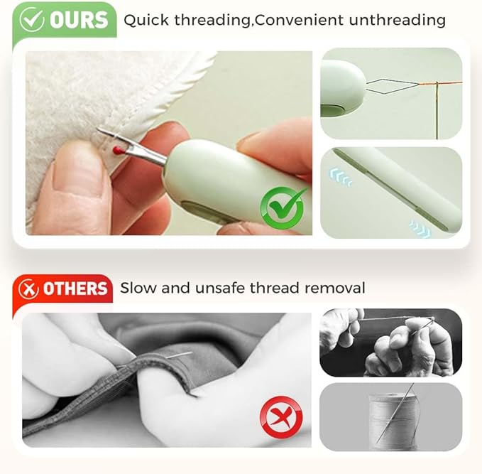 2 in 1 Needle Threader Seam Ripper, Upgraded Sewing Kit Tool for Needle Threading and Seam Removal, Quilting Stitching Supplies for Elderly and Sewing Enthusiasts (3 PCS)