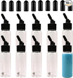 10 Pack 30ML Airbrush Plastic Bottles Jars with caps for Dual- Action Siphon Suction Feed Airbrush