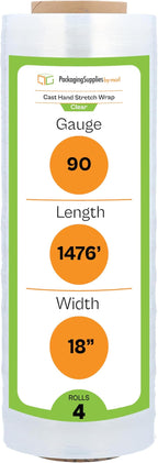PSBM Stretch Wrap, 4 Pack, 17 Inch x 1476 Feet, 83 Gauge, Clear Plastic Cling, Cast Hand Stretch Film Rolls for Packaging Moving Packing Pallets