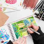 8.3x5.8 Sketch Book, Top Spiral Bound Sketch Pad, 60sheets 92lb/150gsm Bright White Paper, Acid-Free Mixed Media Paper for Painting, Dawing & Art Supplies. B-Red