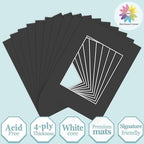 MBC Mat Board Center, 10 Pack 9X12 for 6X8 Black Picture Mats Frame Mattes, Bevel Cut, Acid Free, 4-Ply Thickness