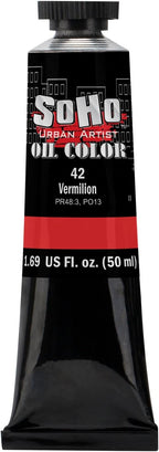 Soho Urban Artist Oil Paint - Vermilion, 50 ml Tube - Best Valued Oil Colors for Painting, Excellent Pigment Load