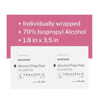 McKesson Alcohol Prep Pads [Pack of 1000] 70% Isopropyl, Individually Wrapped Wipes, Sterile, Medical-Grade, First Aid, Large, 100 Count, 10 Boxes