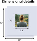 Falling in Art 5 Pack Acid Free 12x12'' White Picture Mats Board Show Kit for 8x8'' Photos, 4-Ply Beveled Pre-Cut Photo Mats with Backing Board for Frames, Artwork and Prints