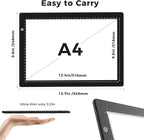 HIUKCOLED A4 Light Tracing Box with 4 Pcs Clips, Stepless Adjustable Brightness Ultra-Thin Light Pad, USB Powered LED Light Board for Drawing,Diamond Painting,Sketching,Animation,X-Ray,Sand Painting