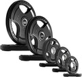 RitFit Olympic Rubber Grip Plates for Barbell, 2-Inch Weight Plates for Weightlifting and Strength Training in Home & Gym, Single, Pair and Sets(2.5/5/10/25/35/45 LB)