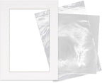 5x7 Mat for 8.5x11 Frame - Precut Mat Board Acid-Free Show Kit with Backing Board, and Clear Bags White 5x7 Photo Matte Made to Fit a 8.5x11 Picture Frame Matboard for Framing, Pack of 25 Mats