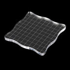 PATIKIL 4" x 4" Acrylic Stamp Block, Clear Stamping Block with Grid Lines Decorative Mounting Blocks Wave for Scrapbooking DIY Crafts Card Making