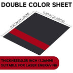 5PCS Laser Engraving Double Color ABS Plastic Sheet,Two-Tone Laserable Engraving Plastic Sheets for Name Badge,Office Label,Laser Artistic Product,Size 11.73" x 11.73",Brushed Black/Red