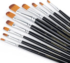 Transon Synthetic Filbert Paint Brush Set 10pcs for Acrylic Watercolor Gouache Art Painting and Body Craft Painting