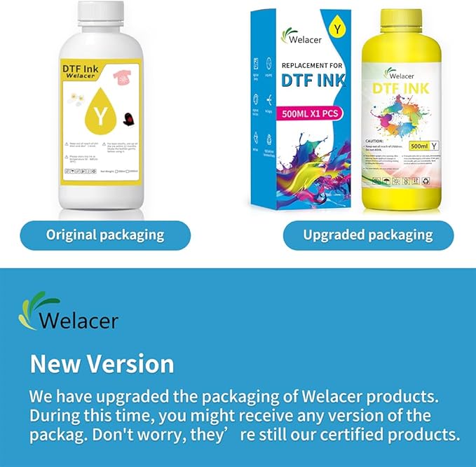 DTF Ink Yellow 500ml - Premium Heat Transfer Ink Conversion Kit Refill for L1800, I3200, R1390, XP600, R2400, L800, 1430, P400, P800, R2000, XP-15000 Printers, for DTF Film