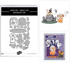 Halloween Clear Silicone stampReusable Stamp with Pumpkins, Skulls, Bats, Santa Claus, and Holiday Designs. Used for Making Cards, scrapbooks, and DIY templates (Halloween Puppy)
