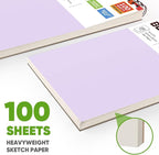 Soucolor 9" x 12" Aesthetic Sketch Book, 1-Pack 100 Sheets School Supplies Cute Sketchbook for Women, Japanese Stationary Sketching Supplies for Kids Teen Girl Gifts Birthday Gifts, Pastel Purple